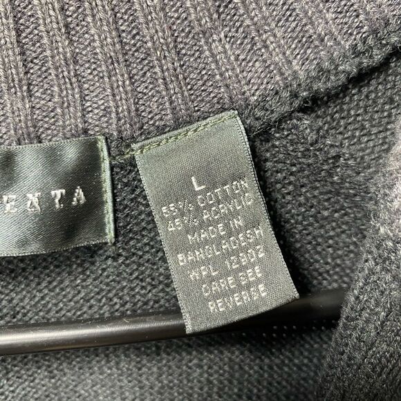 Oscar De La Renta Men’s Quarter Zip Cable Knit Sweater in Gray Sz Large - Picture 10 of 11